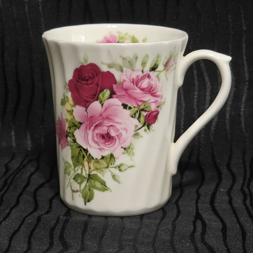 David Michael Fine Bone China England Rose Floral Coffee Tea Mug Cup Staffordshi